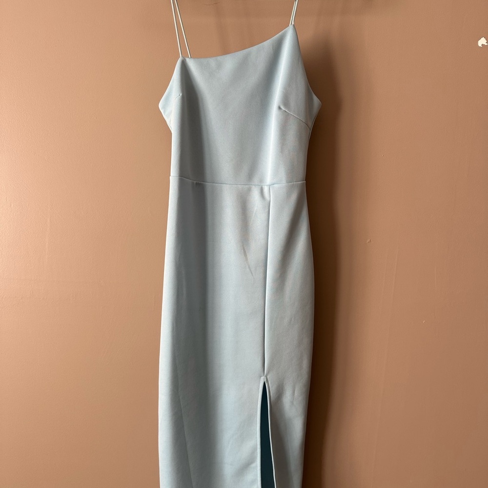 Elegant Light Blue Spaghetti Strap Dress